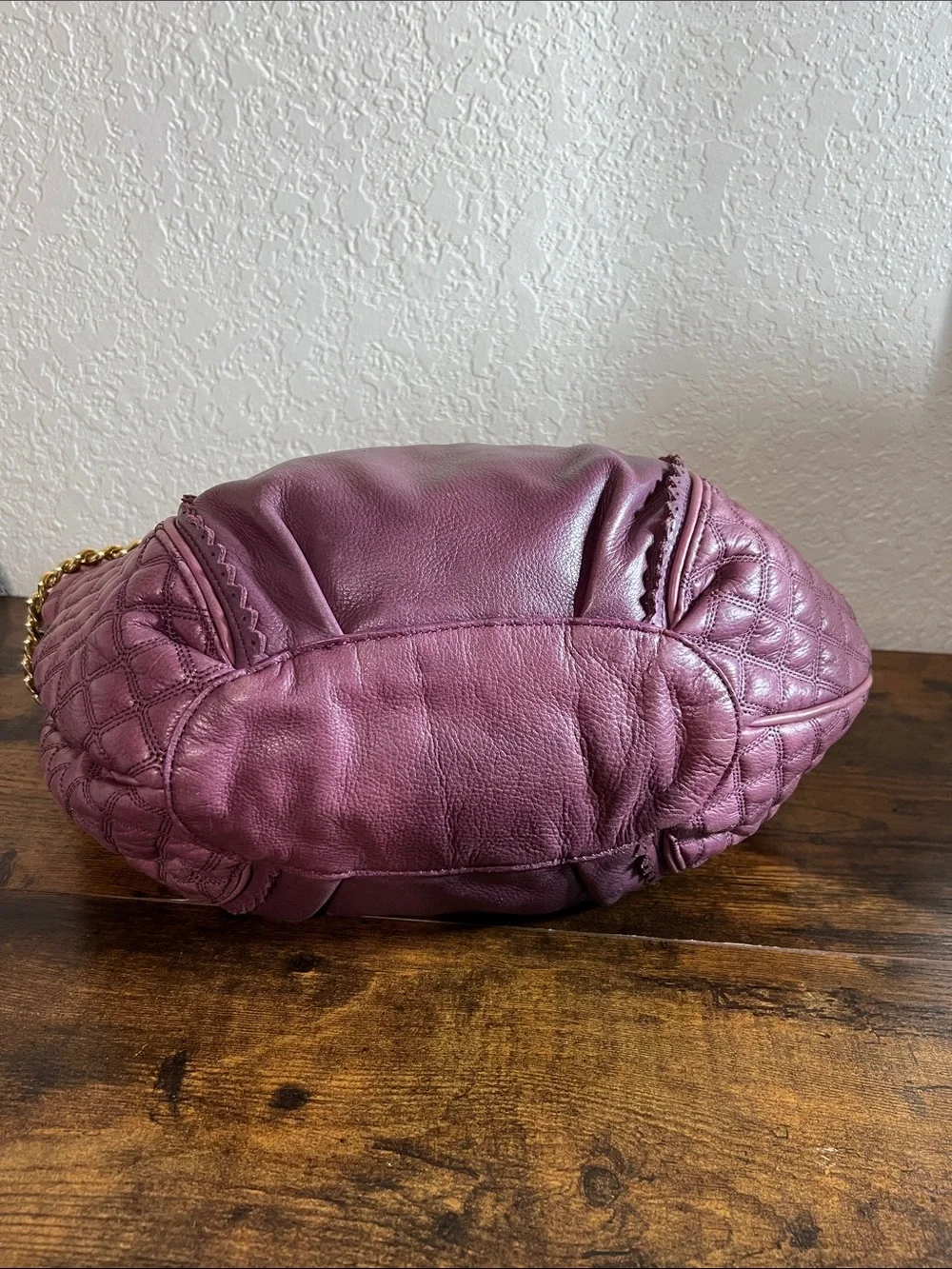 Beautiful Juicy Couture Plum Quilted Leather Hobo with Gold Chain
